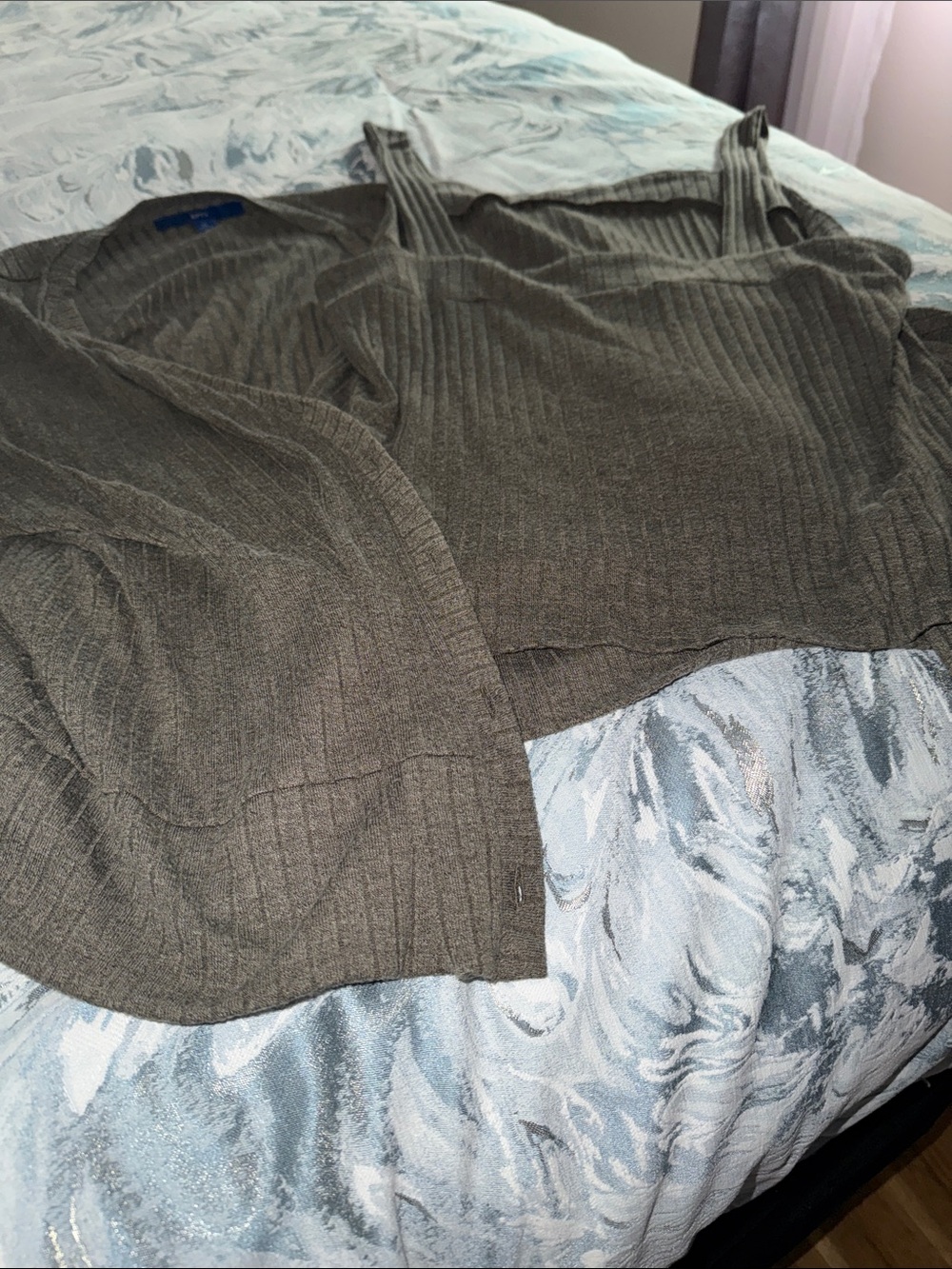 Apt. 9 Two Piece Ribbed Open-Front Cardigan in grey